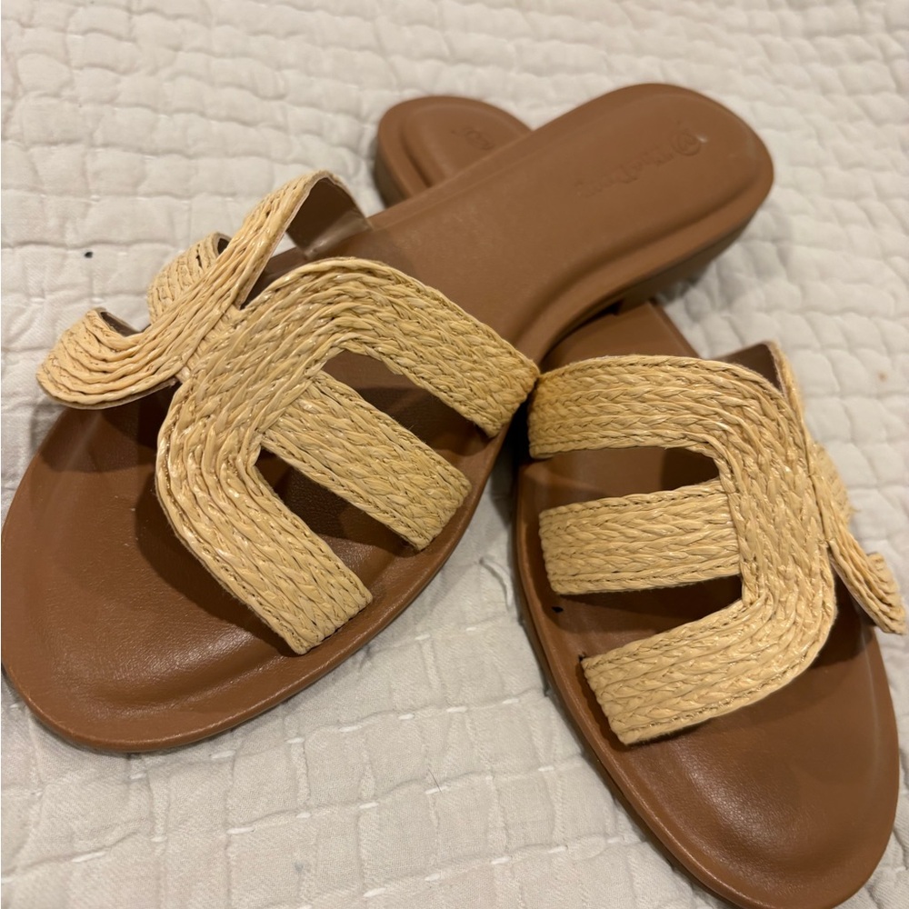 Raffia Slide Sandals